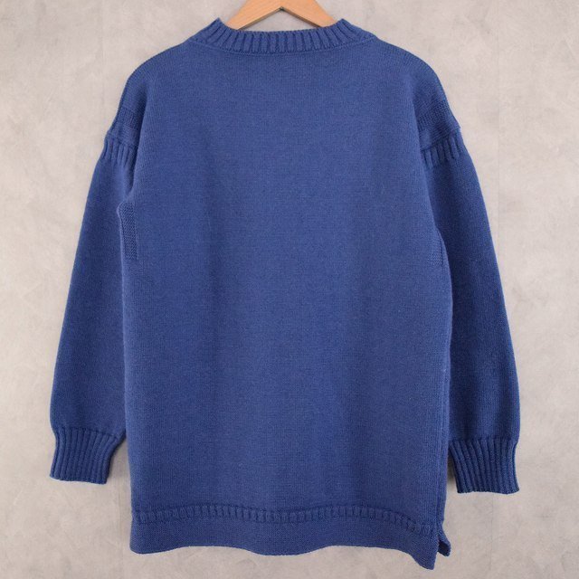 【値下げ対象外】 Guernsey Sweater Blue ビンテージ ガンジーセーター ウール アウター 古着 青 大きめ ゆったり
