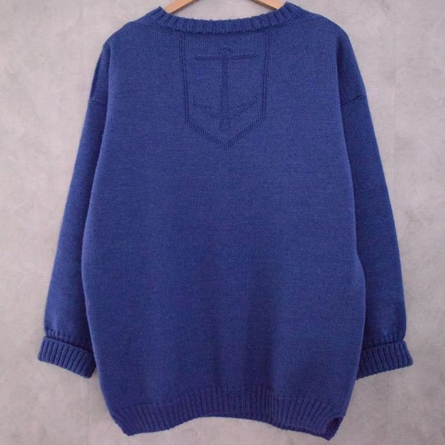 【値下げ対象外】 Guernsey Sweater Blue ビンテージ ガンジーセーター ウール アウター 古着 青 大きめ ゆったり アンカー柄