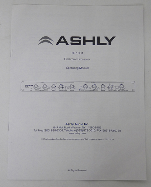 ■ASHLY クロスオーバー XR1001 取扱説明書_画像1