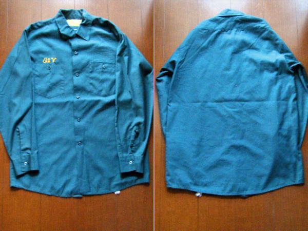 ネオ・ビンテージ★１９８０’ｓ～ ワークシャツ チェーンステッチ WORK WEAR 古着_☆珍しい緑のワークシャツ！！