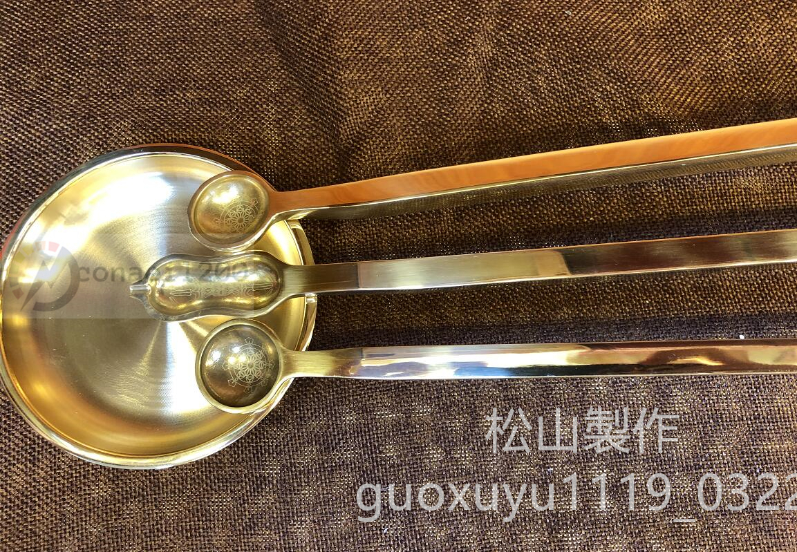 密教法具 寺院用仏具」 護摩さじ5点セット 真鍮製磨き仕上げ 密教法具 寺院用仏具」 護摩さじ5点セット 真鍮製磨き仕上げ