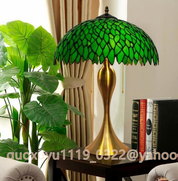  popular recommendation ** feeling of luxury overflow Tiffany stained glass lamp table light . green. feather * glass interior stand light 