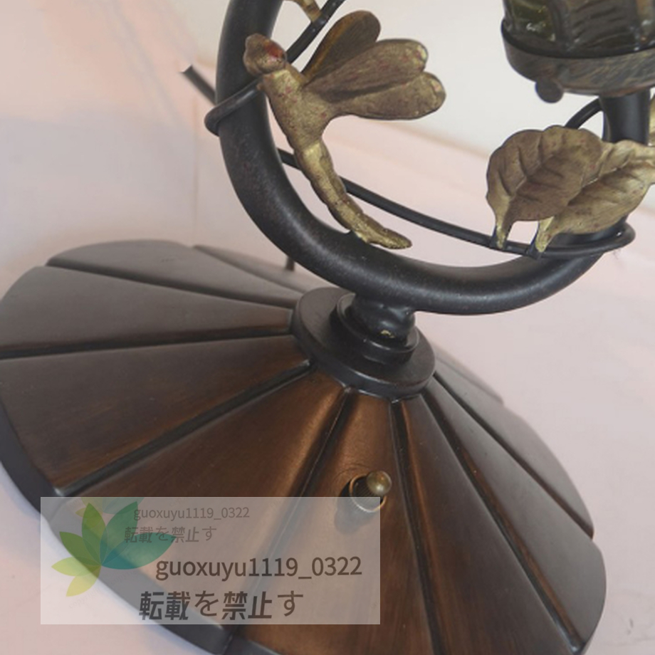 人気美品ステンドランプ ステンドグラス アンティーク高級 蝶 花柄レトロな雰囲気が テーブルランプ 高さ74cm_画像8