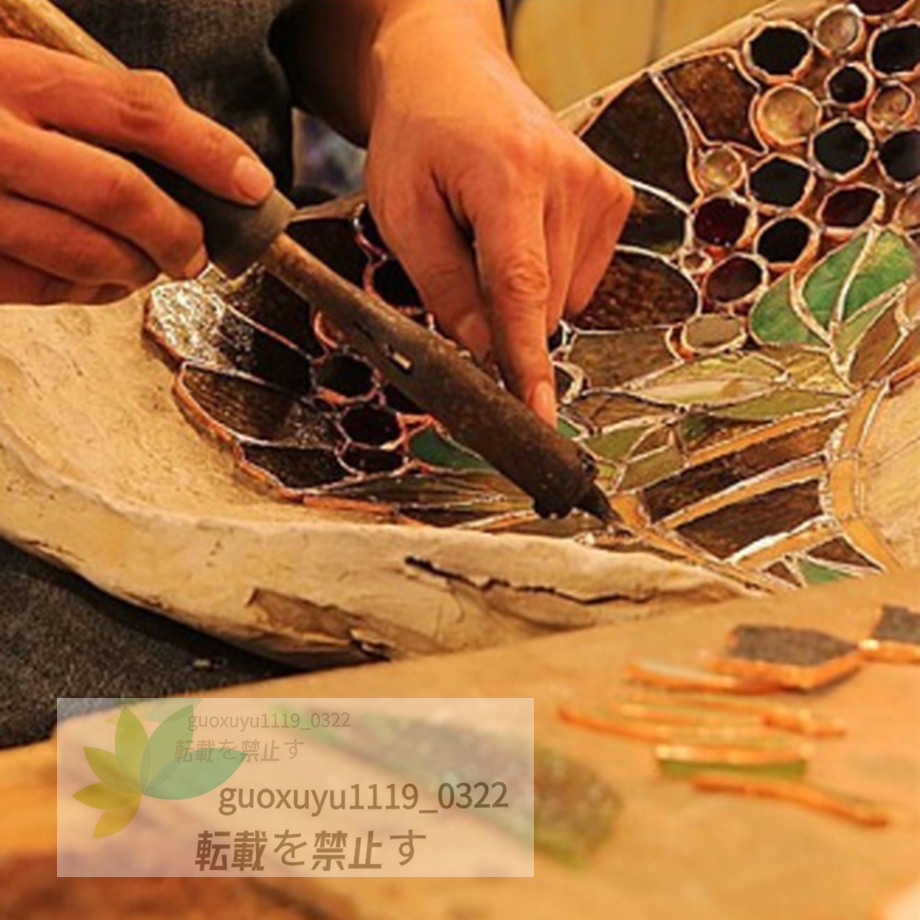 人気美品ステンドランプ ステンドグラス アンティーク高級 蝶 花柄レトロな雰囲気が テーブルランプ 高さ74cm_画像9