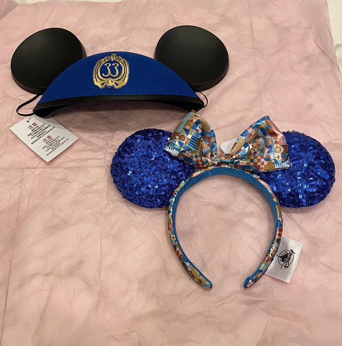 【新品・未使用】ディズニーリゾート　クラブ３３　ミニーカチューシャ＆ミッキーハット　Disney　Resort　Club33_商品一式