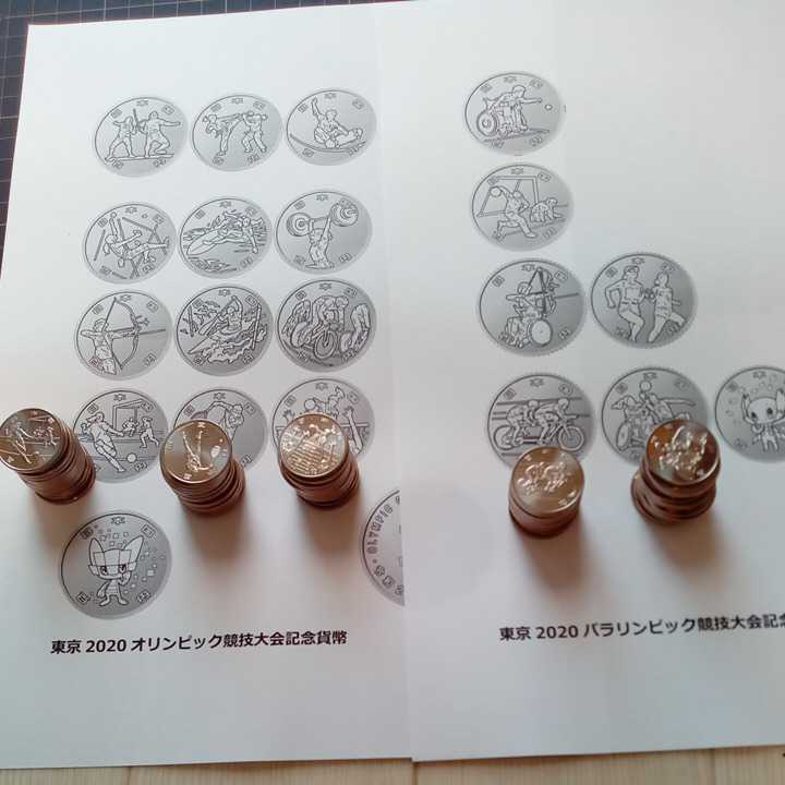 東京2020オリンピック 100円記念硬貨 4次 5種 各15枚 計7500円額面