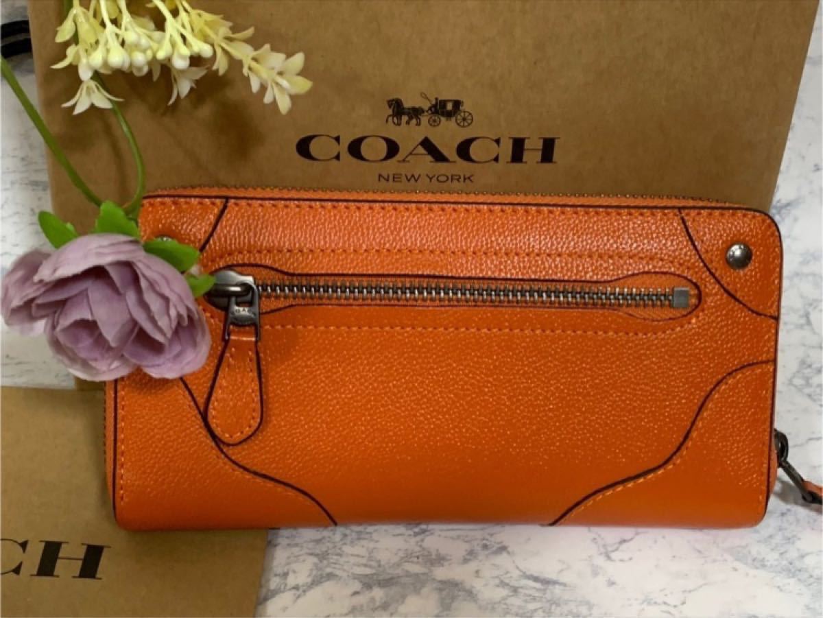 人気色 【COACH 】コーチ オレンジ 長財布 アウトレット 正規品
