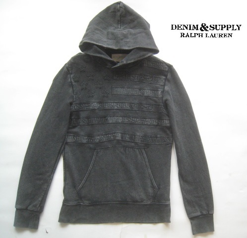 美品!!デニム＆サプライ DENIM&SUPPLY RALPH LAUREN*星条旗刺繍 スウェットパーカ XS 実寸S 濃いグレー ポロ ラルフローレン_画像1