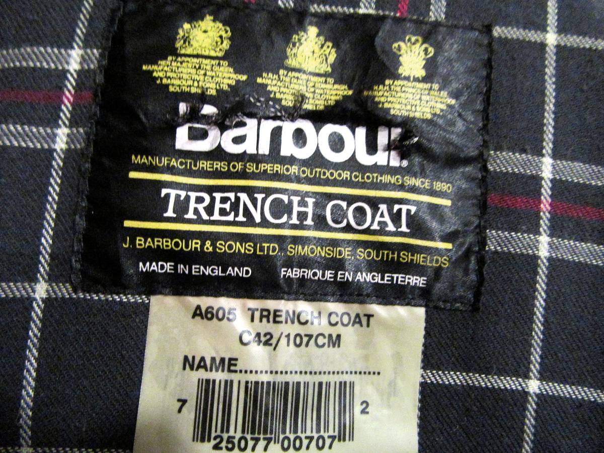 英国製ビンテージ 97年製 Barbour Trench Coat トレンチコート 42