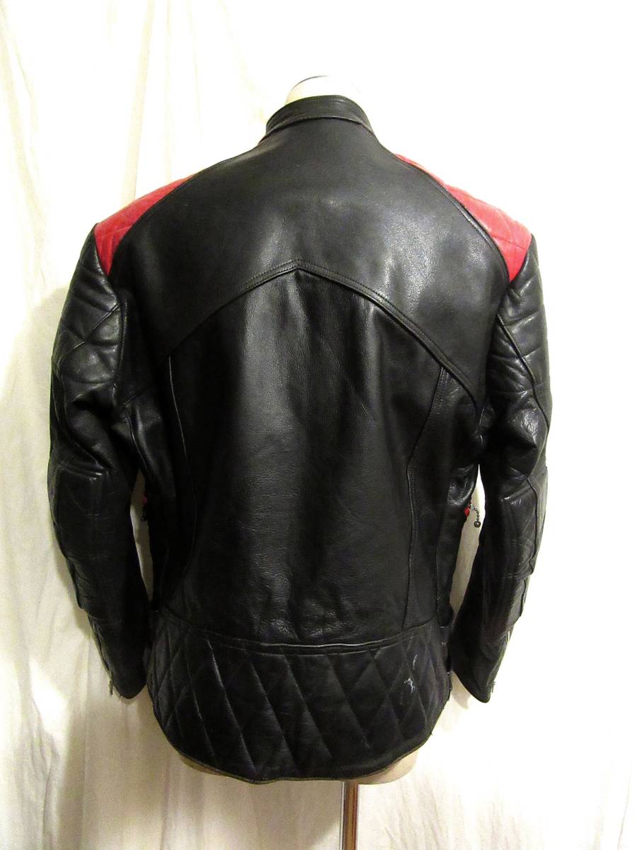 英国製Interstate Leathers ビンテージUKライダース 赤黒 表記42 英国製Interstate Leathers ビンテージUKライダース 赤黒 表記42