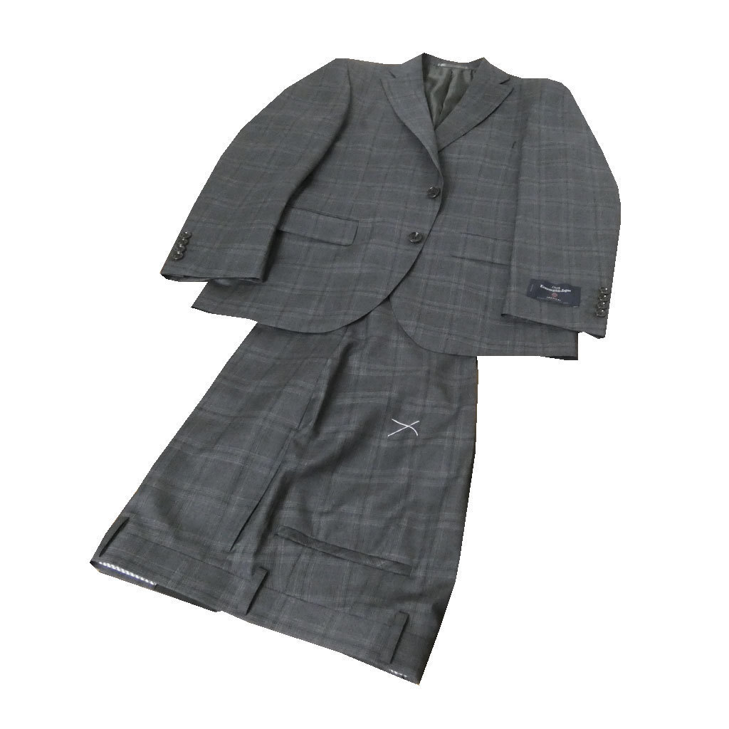 新品!Ermenegildo Zegna)の春夏秋2つボタンスーツ ミディアムグレー チェック 0223 AB8_画像6