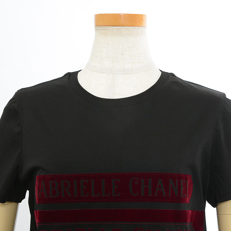 シャネル ガブリエルシャネル ロゴ 半袖Tシャツ 17B ブラック コットン