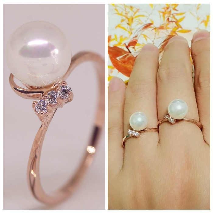 Кольцо 18K RGP Gold Luxury Cz Pearl Ring Gu1324E