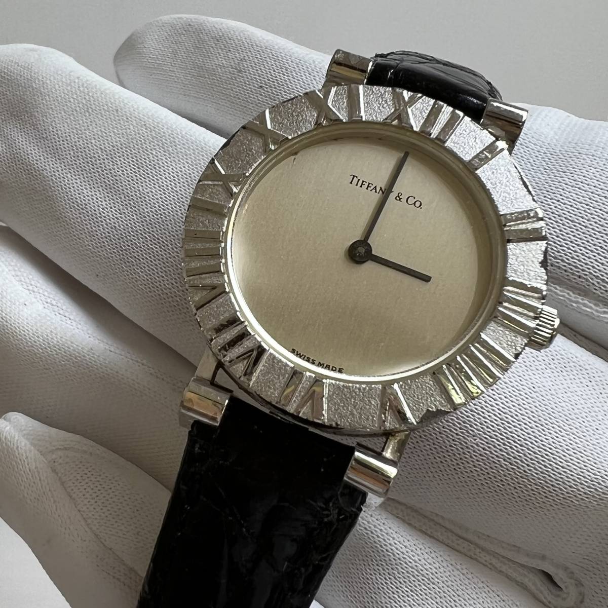 稼働品】TIFFANY&Co. ティファニー アトラス SV 30mm Quartz 腕時計