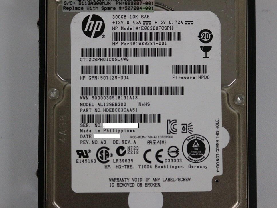 HP EG0300FCSPH 2.5インチ 10K 300GB AL13SEB300 HDD RPM SAS 独特な AL13SEB300