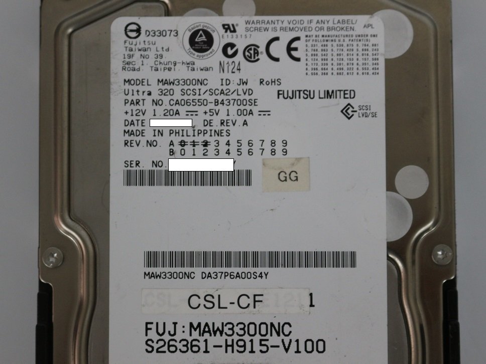 FUJITSU MAW3300NC ULTRA320 SCSI 10K RPM HDD 300GB 3.5 -inch 