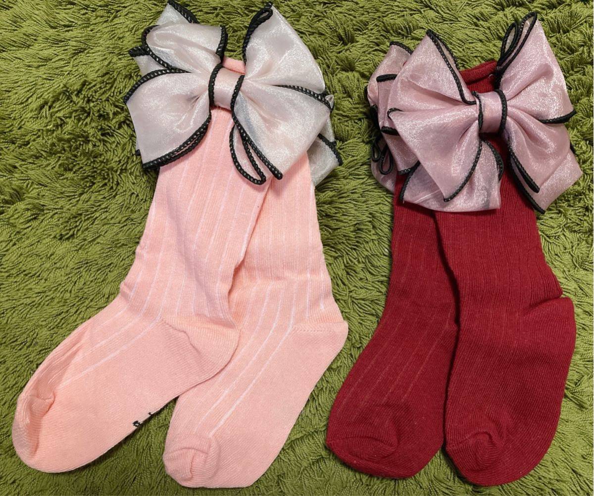  baby & Kids * socks [ new goods ]4~6 -years old * size :11~12cm* big ribbon 