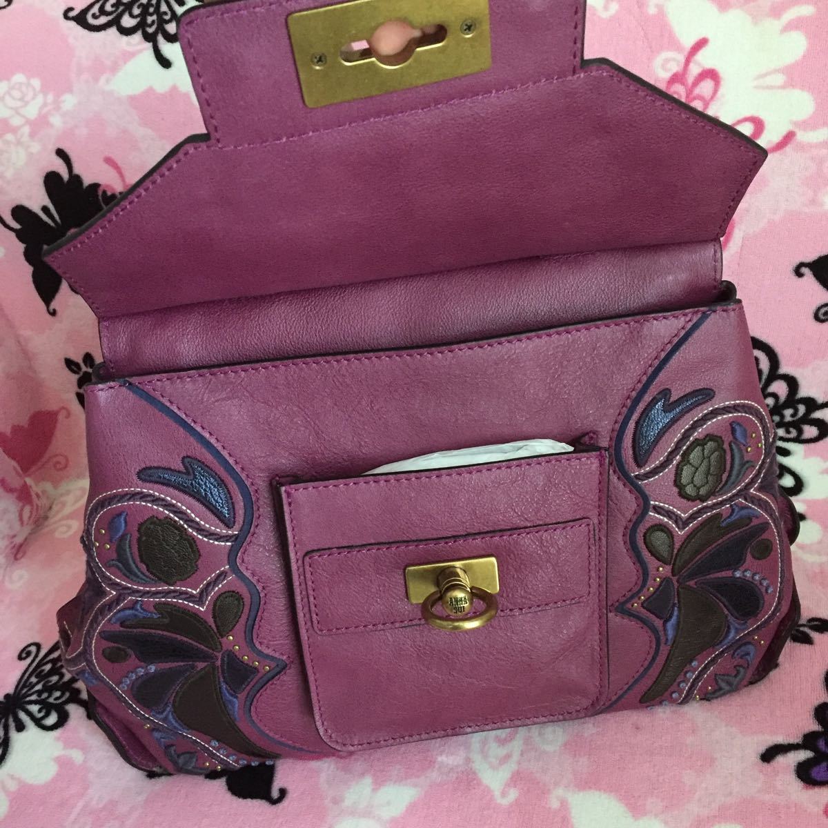 レア アナスイ バイキング ハンドバッグ 刺繍 2way ショルダー レア アナスイ バイキング ハンドバッグ 刺繍 2way ショルダー