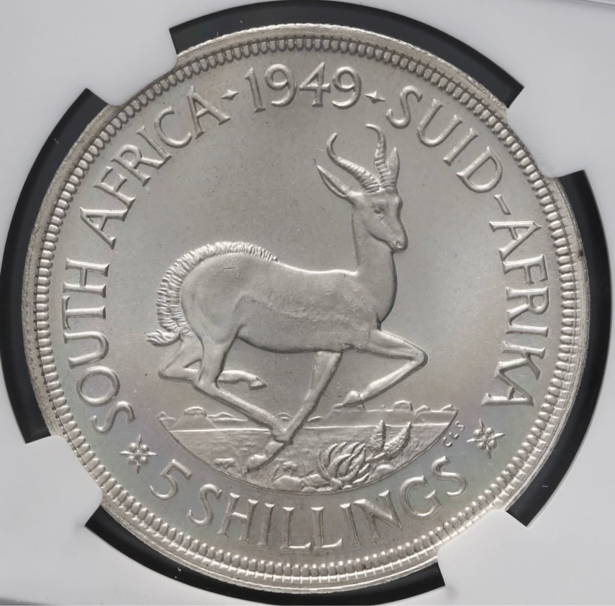 NGC PL66』南アフリカ5シリング銀貨(1949年) 大型銀貨 www