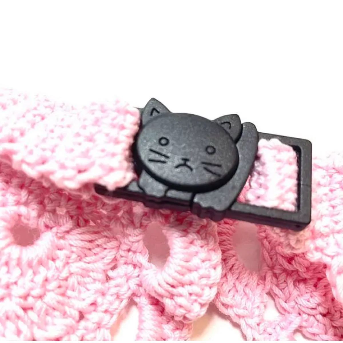 ハンドメイド レース編み ニット 襟 犬猫用 首輪 ピンク