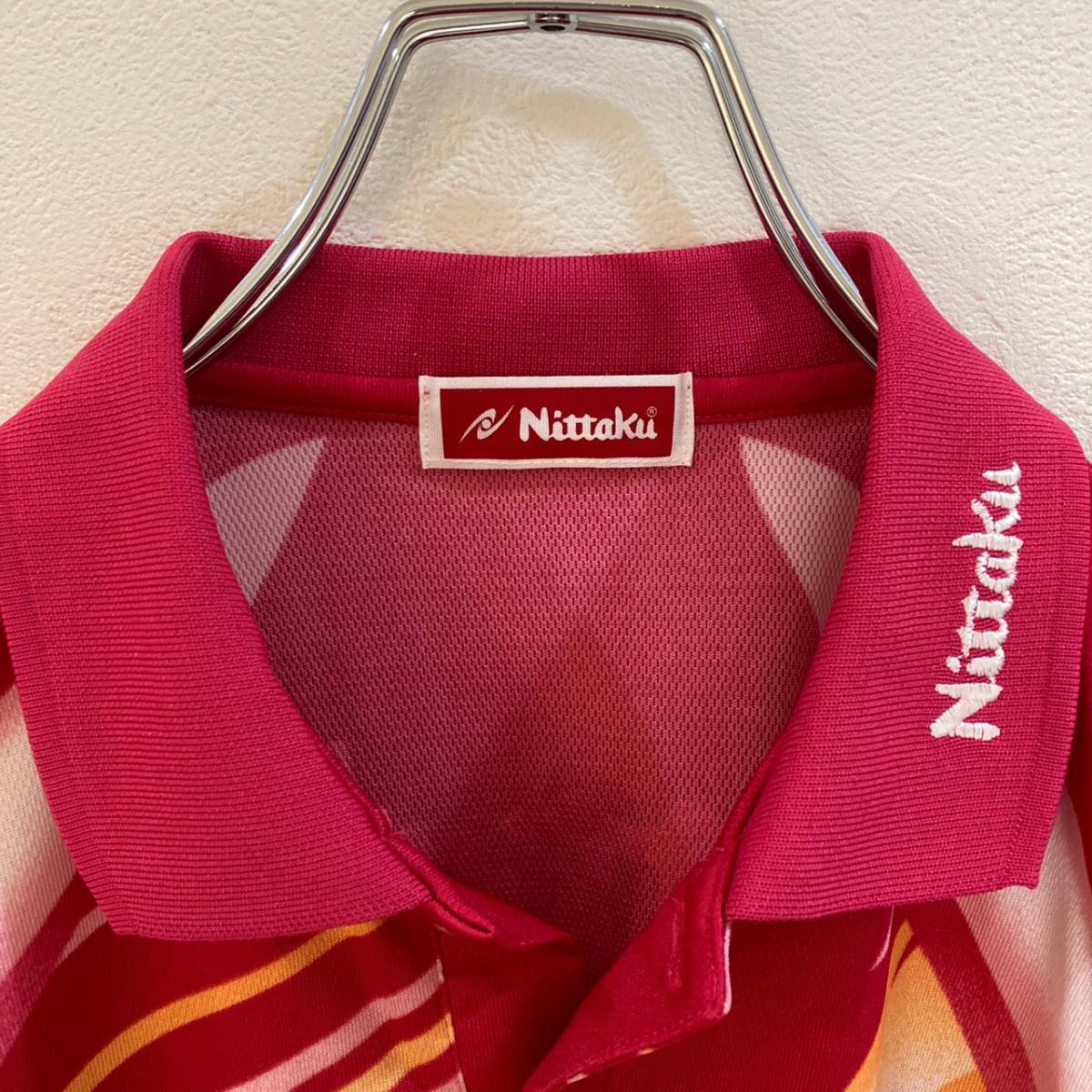 Nittaku/nitak короткий рукав форма рубашка-поло настольный теннис спорт одежда красный красный мужской O