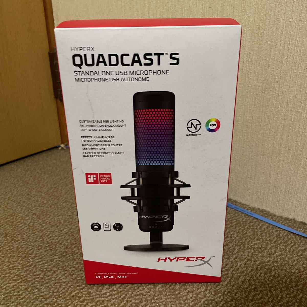 HyperX QuadCast S スタンドアロンマイク RGBライティング