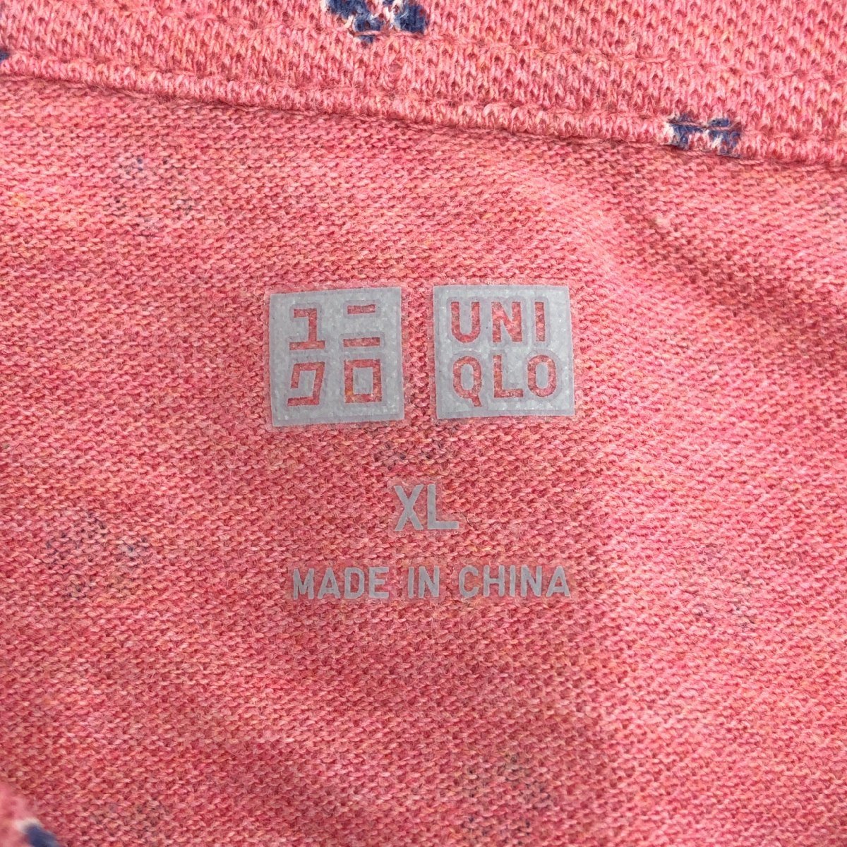 新品 UNIQLO ユニクロ ウォッシュカノコ プリント ポロシャツ XL 赤 レッド 花柄 半袖 特大 大きいサイズ 2L LL メンズ 紳士 _画像3