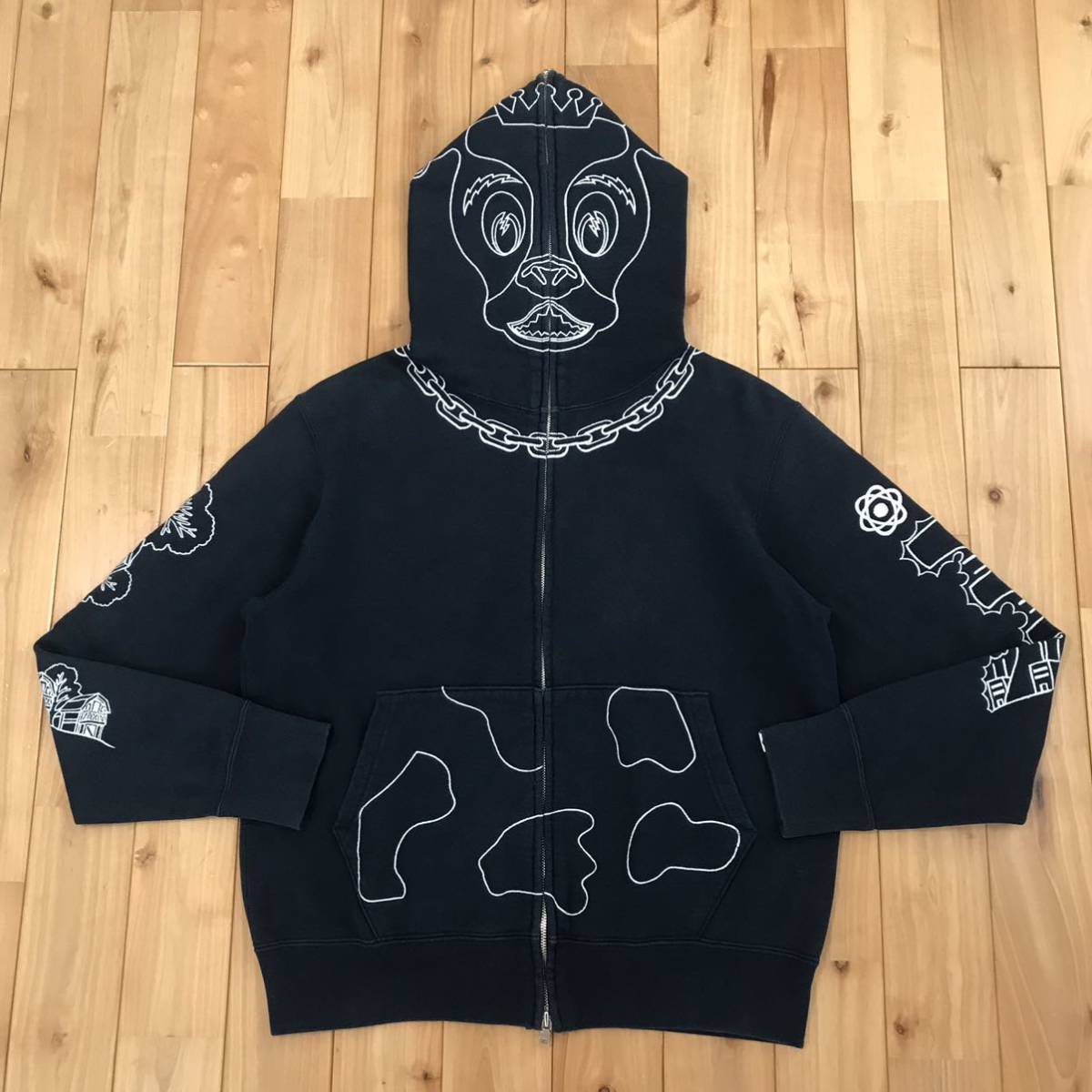 ホルスタイン パーカー Sサイズ ネイビー Holstein full zip hoodie a bathing ape bape cow エイプ ベイプ アベイシングエイプ navy d44a_画像1