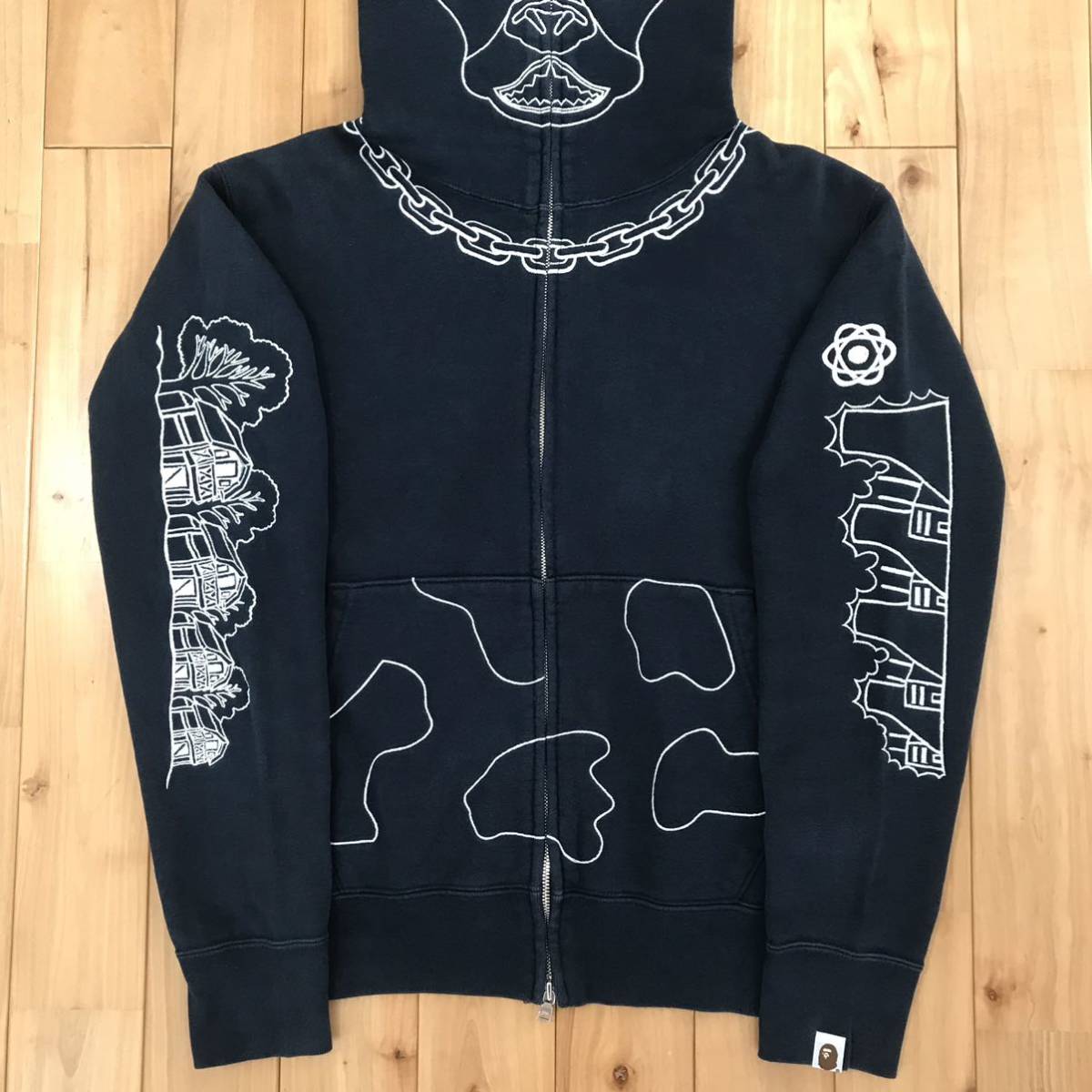 ホルスタイン パーカー Sサイズ ネイビー Holstein full zip hoodie a bathing ape bape cow エイプ ベイプ アベイシングエイプ navy d44a_画像6