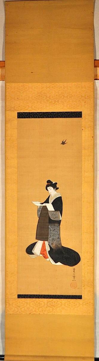 鈴木其一美人画幅 菁々其一 江戸琳派 鈴木其一美人画幅 菁々其一 江戸琳派