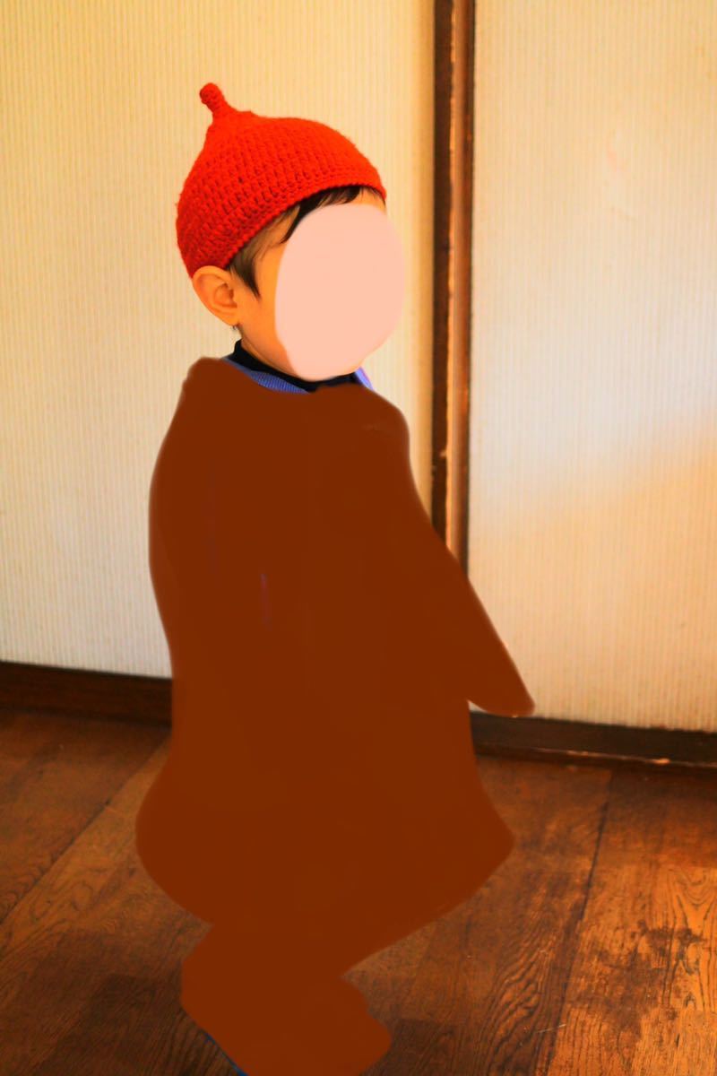 赤色とんがりニット帽 こびと帽子 小人帽 ニット帽子 1歳 男の子 女の子 冬可愛い帽子 手編み 手作り子供帽子 ハンドメイドワッチキャップ_画像9