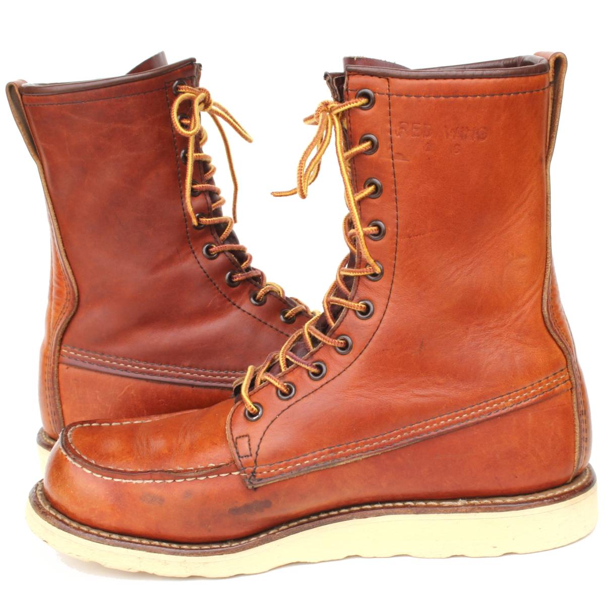 (27569) прекрасный товар 81 год производства квадратное стежок REDWING877 Red Wing 8D примерно 26cm (80 годы Vintage 4 угол собака бирка MADE IN USA квадратное собака бирка старый собака бирка )