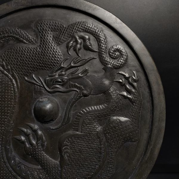 最安値格安「戦漢時期 青銅器彫 盤龍青銅 銅鏡」青銅器 置物擺件 賞物 中国古美術 旧蔵出 その他