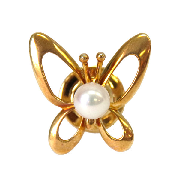 AB/使用感小】MIKIMOTO ミキモト バタフライモチーフ 蝶 K18YG パール