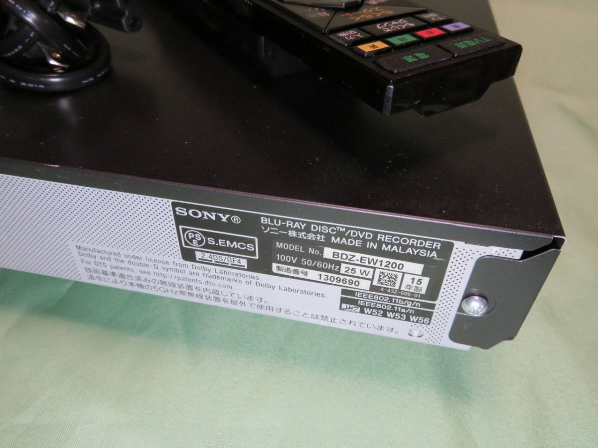 ttf9☆SONY BDZ-EW1200 ブルーレイディスクレコーダー 2番組同時録画