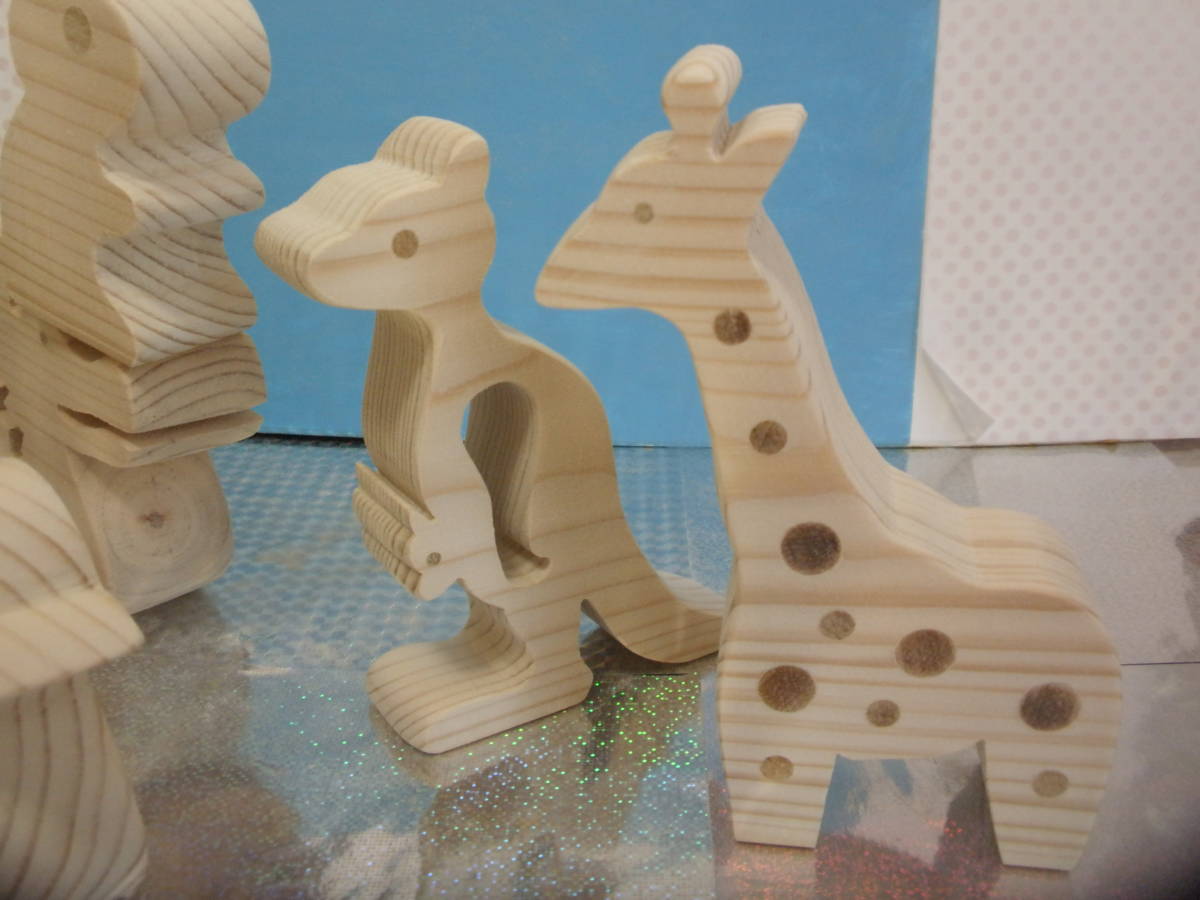  child. laughing face overflow wooden toy ~ animal loading tree 6 piece set work No.609/676