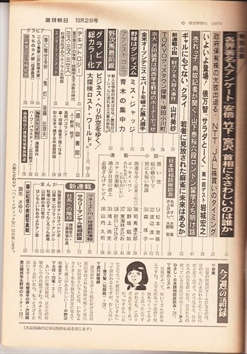 週刊朝日 1987.10.2 国生さゆり 安倍竹下宮沢”首相にふさわ…_画像2