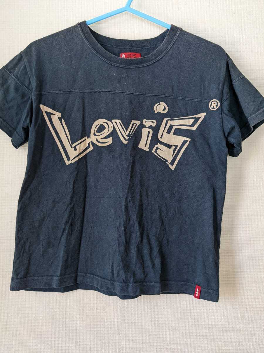 送料無料 130cm Levis リーバイス 紺色 キッズ 男の子 半袖Tシャツ ロゴT 保育園 幼稚園 私服 洗い替え yuzu10sogo03 