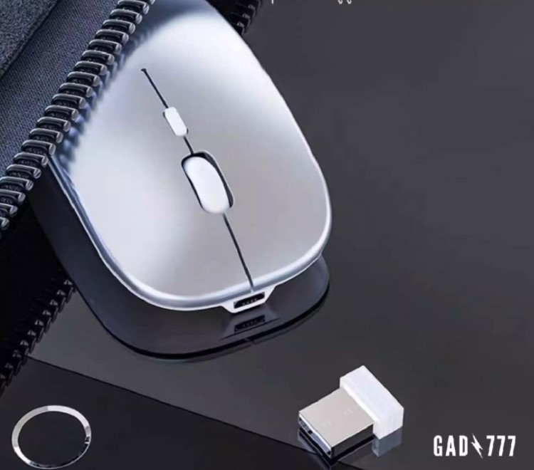 ワイヤレスマウス 静音薄型 7色LEDランプ無線充電式 2.4GHz シルバー色