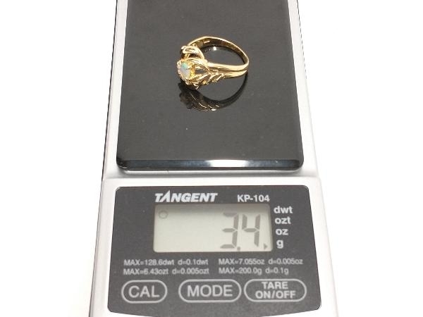 K18 750 3,4g カラーストーン ダイヤ0,05ct デザインリング 指輪 ＃12 