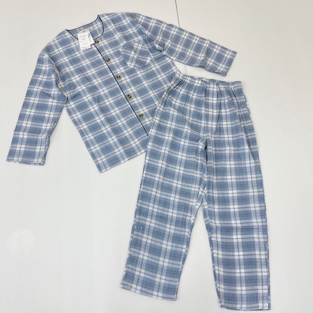 new goods 14065 gentleman nursing for long sleeve pyjamas S size one touch tape use spring summer .... material blue gray series check attaching and detaching easy comfortable design men's front opening * small of the back opening 