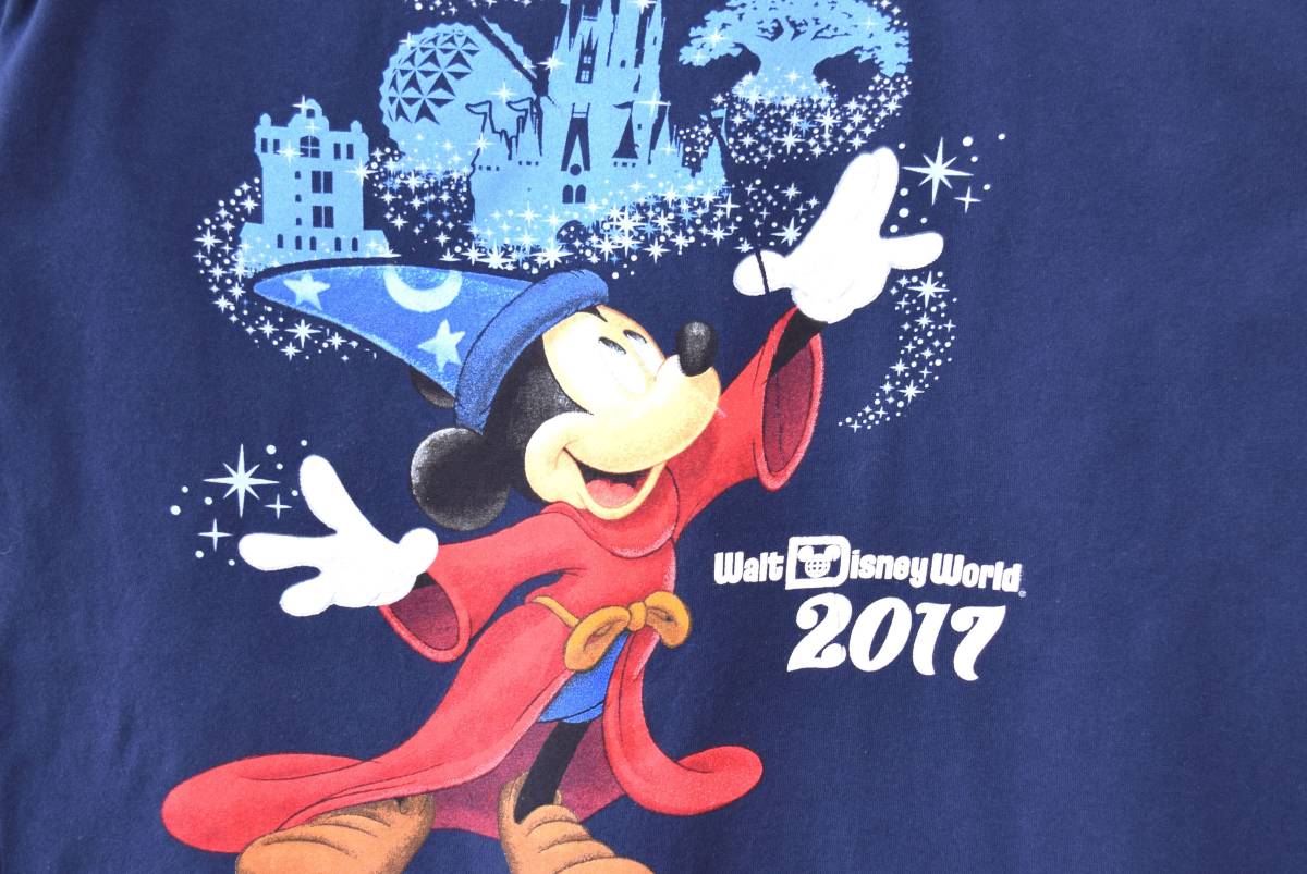 【送料無料】ディズニー ミッキーマウス ファンタジア クルーネック Tシャツ メンズS相当 Disney アメカジ ディズニーランド 古着 BB0458