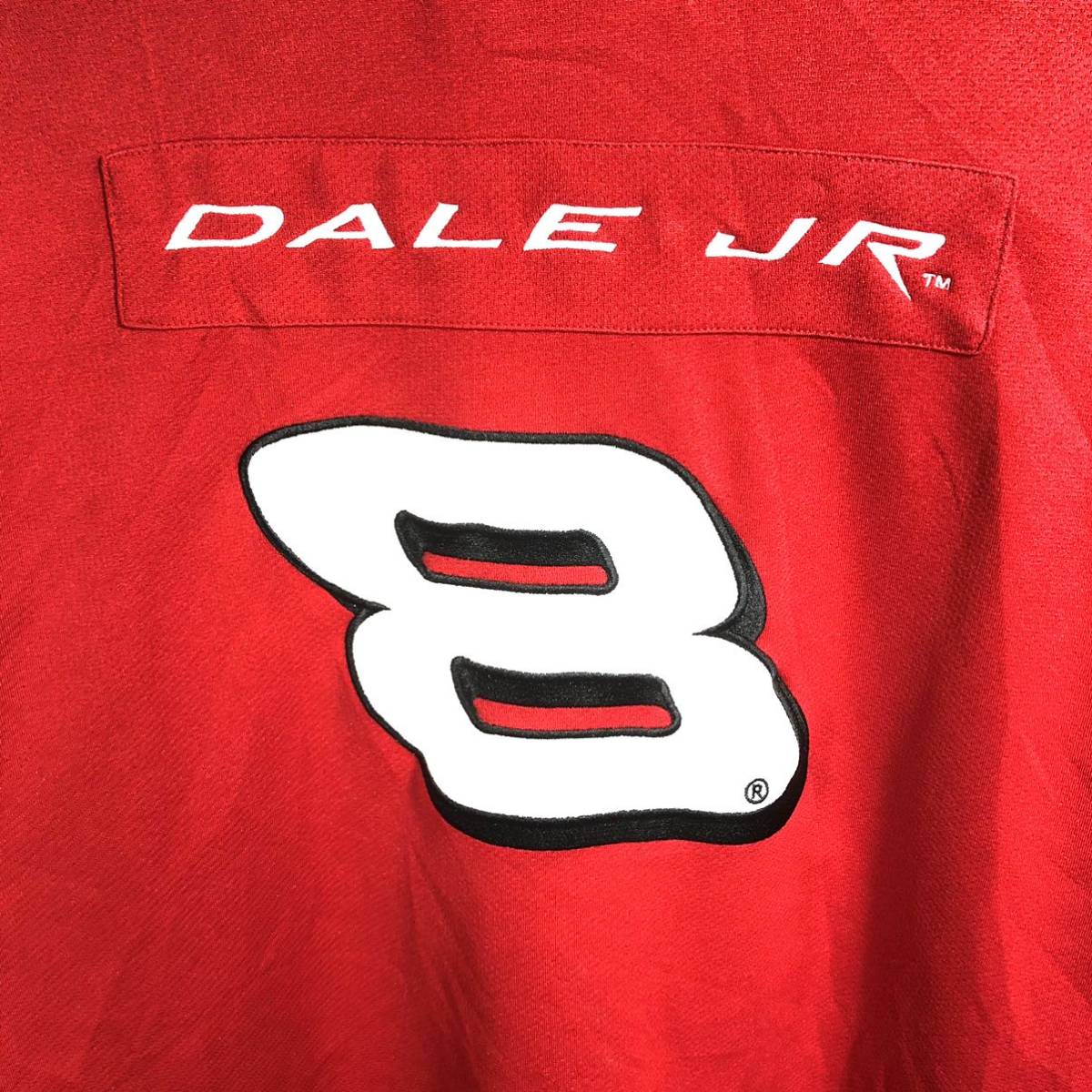 ■ NASCAR Budweiser バドワイザー Dale Jr. デイル ＃8 刺繍ロゴ入り Pit ピット シャツ 古着 サイズXL レッド レーシング スポンサー ■_画像8