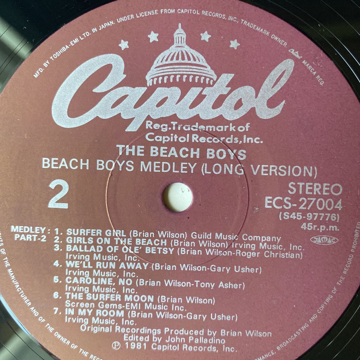 NA1092N158　LP盤レコード　ビーチ・ボーイズ 　スーパーU.S.A.　BEACH BOYS MEDLEY (LONG VERSION)　ECS-27004_画像5