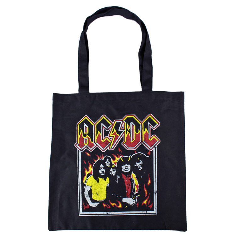 ショッピングトート ロックバンド「AC/DC」フレームス ジャケットデザイン キャンバス地 薄手 持ち運びやすい 買い物バッグ ト_画像1