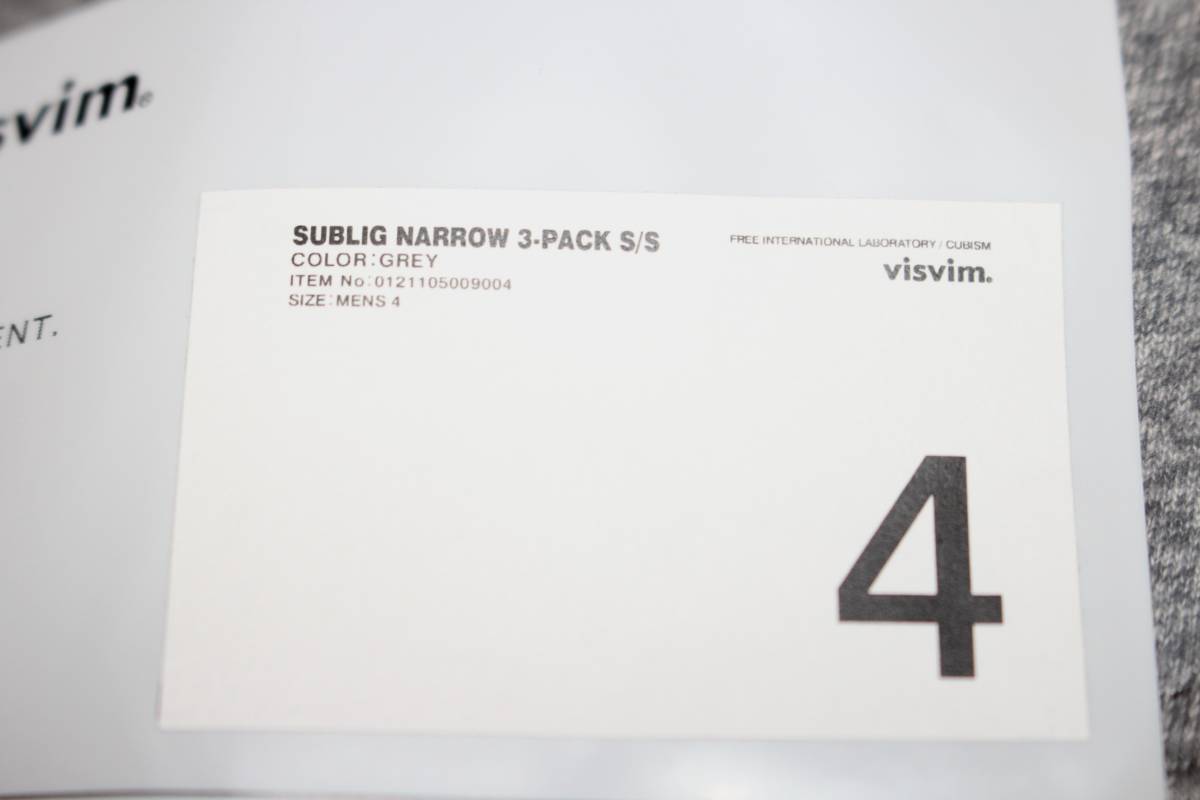 Visvim 21SS SUBLIG NARROW 3PACK S/S GREY サイズ4 全て新品半袖T