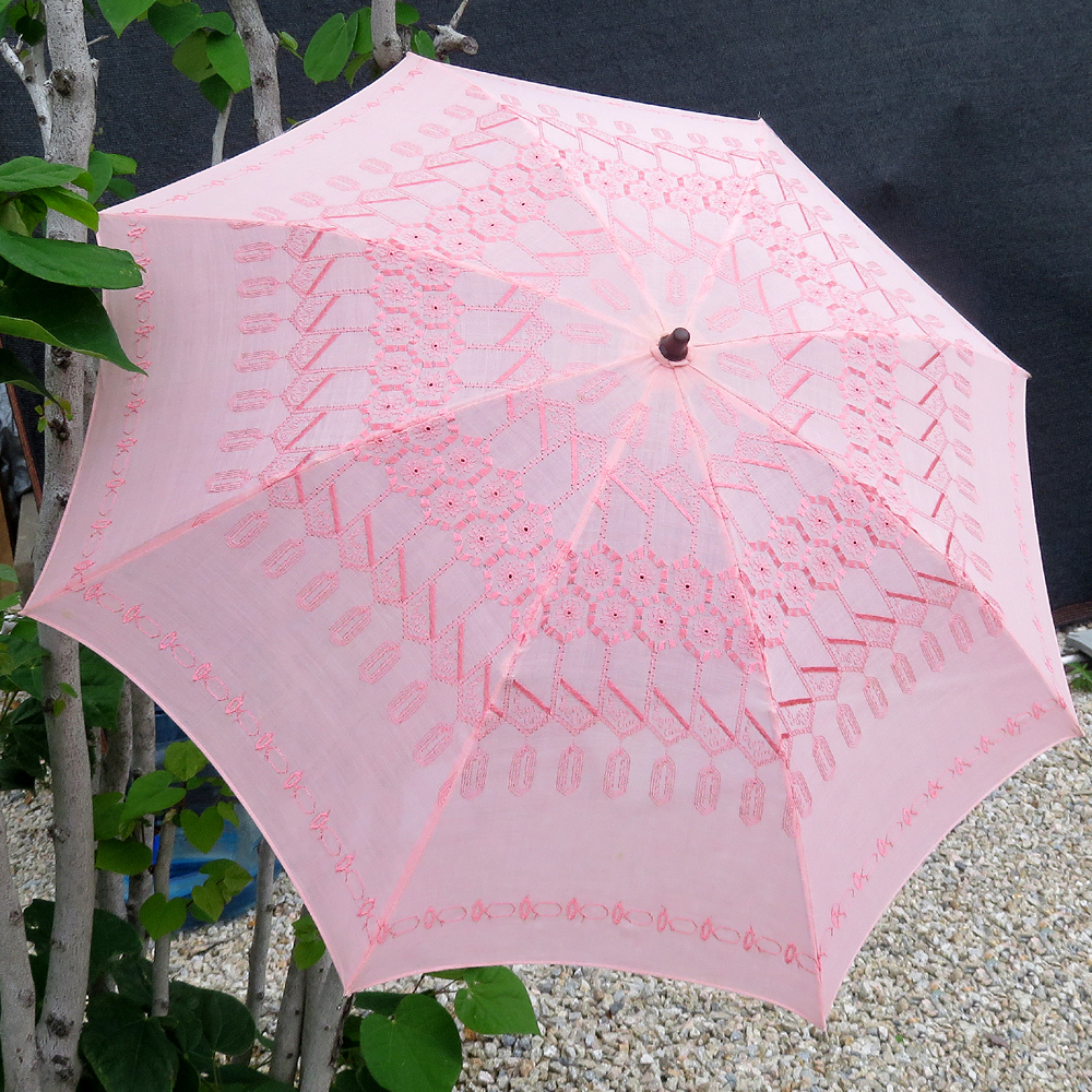 特別オファー 折り畳み日傘 パラソル 刺繍 レース レトロ 淡いサーモン
