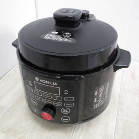 5720PS【未使用】電気圧力鍋 3L 圧力鍋 炊飯器 1台10役 予約/保温機能付き ブラック AONCIA