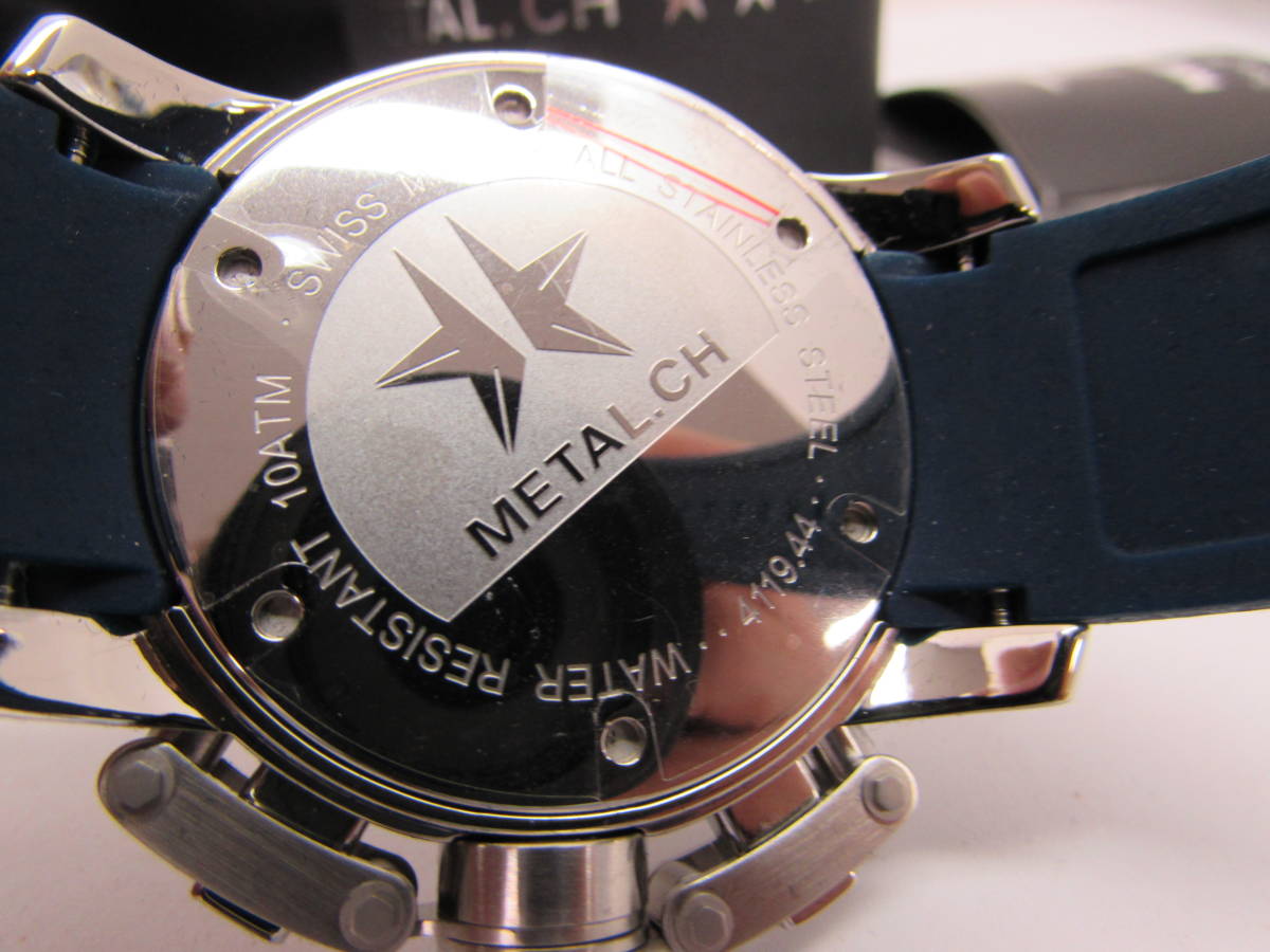 未使用品 METAL.CH メタルCH クロノスポーツ 腕時計 4119.44 メンズ クロノグラフ クォーツ 動作品 替えレザーベルト A_画像7