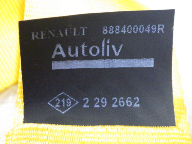 * Megane Renault Sport Red Bull рейсинг RB7 DZF4R* задний правый ремень безопасности желтый цвет 888400049R оригинальный б/у 